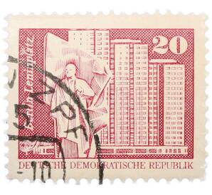 Почтовая марка 20 пфеннигов 1973 года Восточная Германия (ГДР) «Площадь Ленина в Берлине» — Фото №1