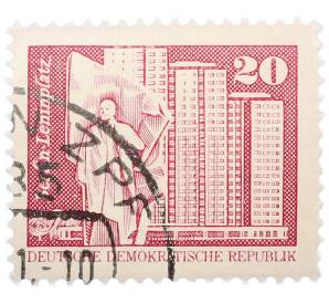 Почтовая марка 20 пфеннигов 1973 года Восточная Германия (ГДР) «Площадь Ленина в Берлине» — Фото №1