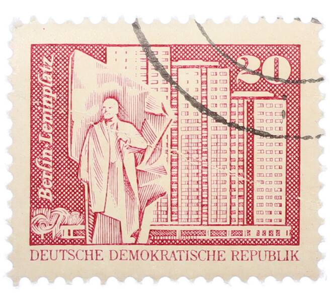 Почтовая марка 20 пфеннигов 1973 года Восточная Германия (ГДР) «Площадь Ленина в Берлине» (Артикул: T11-39087) — Фото №1