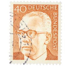 Почтовая марка 40 пфеннигов 1971 года Западная Германия (ФРГ) «Президент Густав Хайнеман» — Фото №1