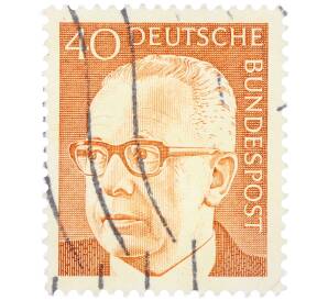 Почтовая марка 40 пфеннигов 1971 года Западная Германия (ФРГ) «Президент Густав Хайнеман» — Фото №1