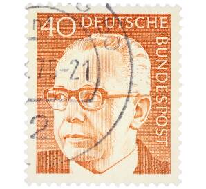 Почтовая марка 40 пфеннигов 1971 года Западная Германия (ФРГ) «Президент Густав Хайнеман» — Фото №1