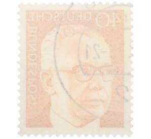 Почтовая марка 40 пфеннигов 1971 года Западная Германия (ФРГ) «Президент Густав Хайнеман» — Фото №2