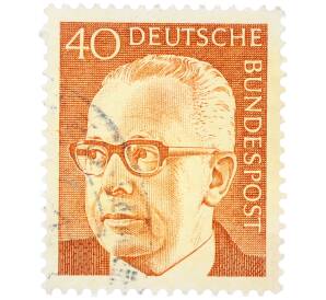 Почтовая марка 40 пфеннигов 1971 года Западная Германия (ФРГ) «Президент Густав Хайнеман» — Фото №1
