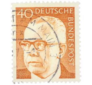 Почтовая марка 40 пфеннигов 1971 года Западная Германия (ФРГ) «Президент Густав Хайнеман» — Фото №1