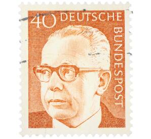 Почтовая марка 40 пфеннигов 1971 года Западная Германия (ФРГ) «Президент Густав Хайнеман» — Фото №1