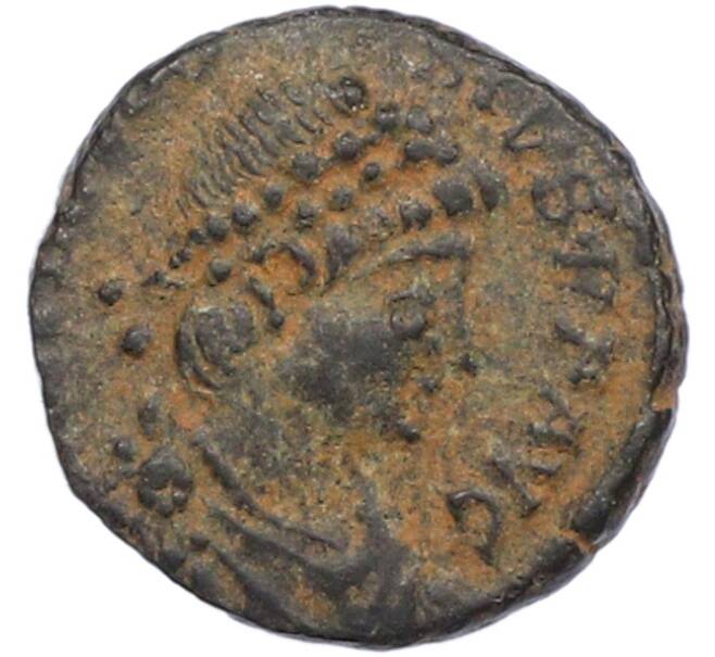 Монета AE4 378-383 года Римская Империя — Феодосий I Великий (Клятва) (Артикул: M2-92192) — Фото №1