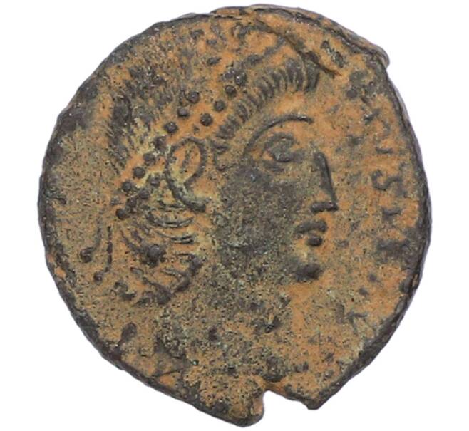 Монета AE4 383-388 года Римская Империя — Флавий Аркадий (Клятва) (Артикул: M2-92196) — Фото №1