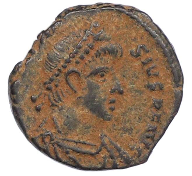 Монета AE4 379-388 года Римская Империя — Феодосий I Великий (Клятва) (Артикул: M2-92205) — Фото №1