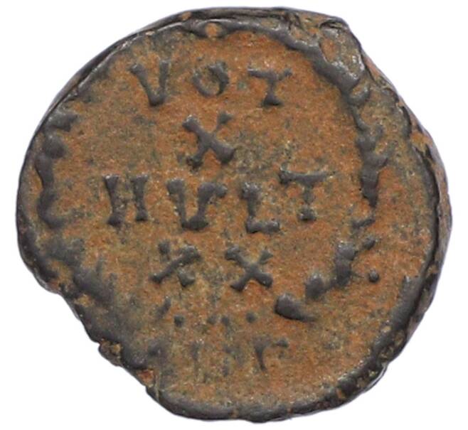 Монета AE4 379-388 года Римская Империя — Феодосий I Великий (Клятва) (Артикул: M2-92205) — Фото №2