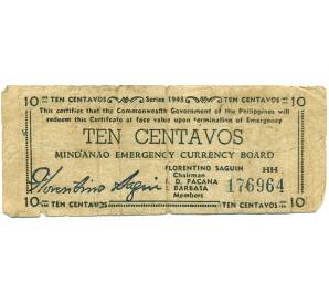 10 сентаво 1943 года Филиппины — провинция Минданао — Фото №1