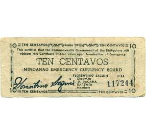10 сентаво 1943 года Филиппины — провинция Минданао — Фото №1