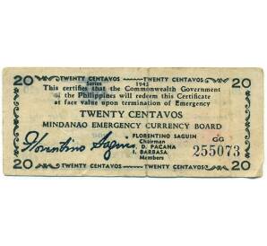 20 сентаво 1943 года Филиппины — провинция Минданао — Фото №1