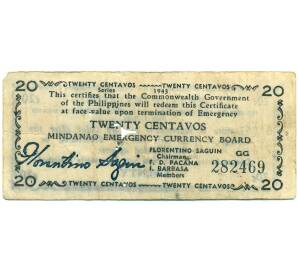 20 сентаво 1943 года Филиппины — провинция Минданао — Фото №1