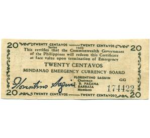 20 сентаво 1943 года Филиппины — провинция Минданао — Фото №1