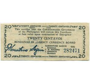20 сентаво 1943 года Филиппины — провинция Минданао — Фото №1