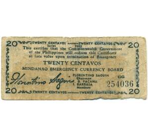 20 сентаво 1943 года Филиппины — провинция Минданао — Фото №1