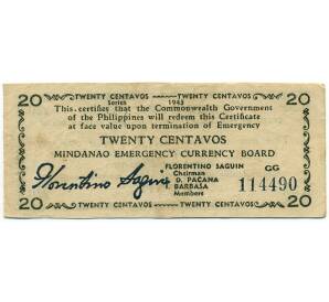 20 сентаво 1943 года Филиппины — провинция Минданао — Фото №1