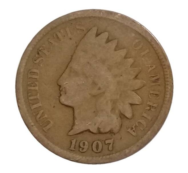 Монета 1 цент 1907 года США (Артикул M2-34599)