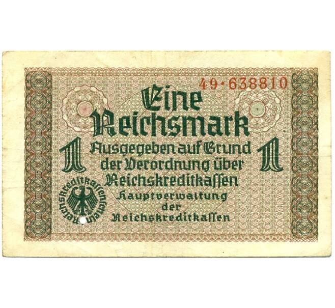 Банкнота 1 рейхсмарка 1939 года Германия (Для оккупированных территорий) (Артикул: K10-12941) — Фото №1