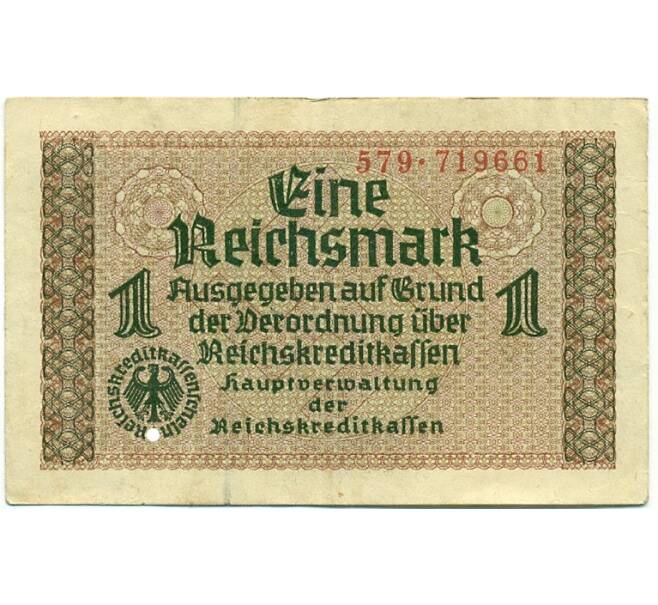 Банкнота 1 рейхсмарка 1939 года Германия (Для оккупированных территорий) (Артикул: K10-12943) — Фото №1