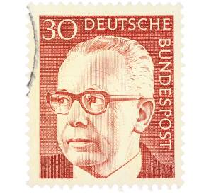 Почтовая марка 30 пфеннигов 1971 года Западная Германия (ФРГ) «Президент Густав Хайнеман» — Фото №1