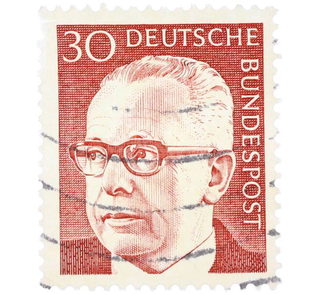 Почтовая марка 30 пфеннигов 1971 года Западная Германия (ФРГ) «Президент Густав Хайнеман» (Артикул: T11-39343) — Фото №1