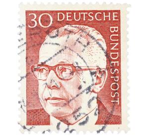 Почтовая марка 30 пфеннигов 1971 года Западная Германия (ФРГ) «Президент Густав Хайнеман» — Фото №1