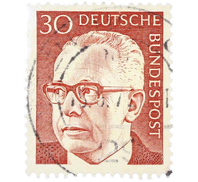 Почтовая марка 30 пфеннигов 1971 года Западная Германия (ФРГ) «Президент Густав Хайнеман» (Артикул: T11-39347) — Фото №1