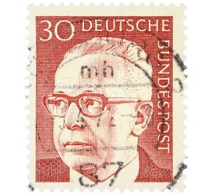 Почтовая марка 30 пфеннигов 1971 года Западная Германия (ФРГ) «Президент Густав Хайнеман» — Фото №1