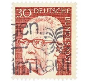 Почтовая марка 30 пфеннигов 1971 года Западная Германия (ФРГ) «Президент Густав Хайнеман» — Фото №1