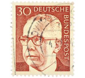 Почтовая марка 30 пфеннигов 1971 года Западная Германия (ФРГ) «Президент Густав Хайнеман» — Фото №1