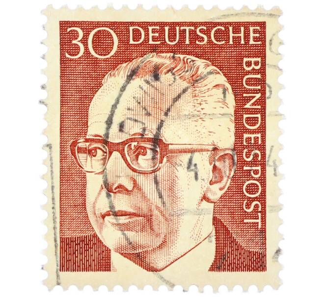 Почтовая марка 30 пфеннигов 1971 года Западная Германия (ФРГ) «Президент Густав Хайнеман» (Артикул: T11-39350) — Фото №1