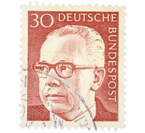 Почтовая марка 30 пфеннигов 1971 года Западная Германия (ФРГ) «Президент Густав Хайнеман» — Фото №1