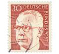 Почтовая марка 30 пфеннигов 1971 года Западная Германия (ФРГ) «Президент Густав Хайнеман» (Артикул: T11-39352) — Фото №1