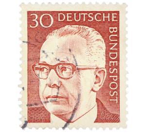 Почтовая марка 30 пфеннигов 1971 года Западная Германия (ФРГ) «Президент Густав Хайнеман» — Фото №1