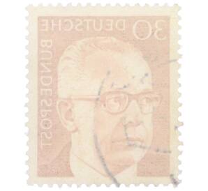 Почтовая марка 30 пфеннигов 1971 года Западная Германия (ФРГ) «Президент Густав Хайнеман» — Фото №2