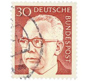 Почтовая марка 30 пфеннигов 1971 года Западная Германия (ФРГ) «Президент Густав Хайнеман» — Фото №1