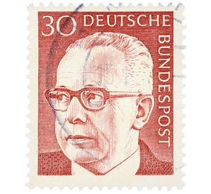 Почтовая марка 30 пфеннигов 1971 года Западная Германия (ФРГ) «Президент Густав Хайнеман» — Фото №1