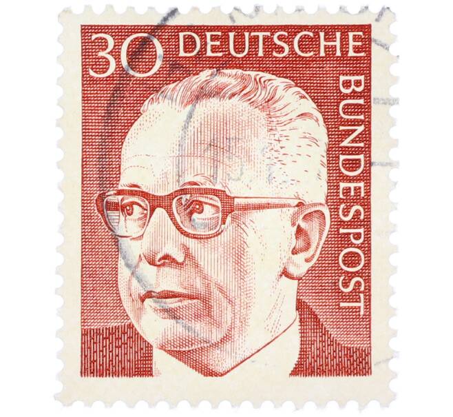 Почтовая марка 30 пфеннигов 1971 года Западная Германия (ФРГ) «Президент Густав Хайнеман» (Артикул: T11-39354) — Фото №1