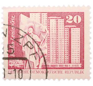 Почтовая марка 20 пфеннигов 1973 года Восточная Германия (ГДР) «Площадь Ленина в Берлине» — Фото №1