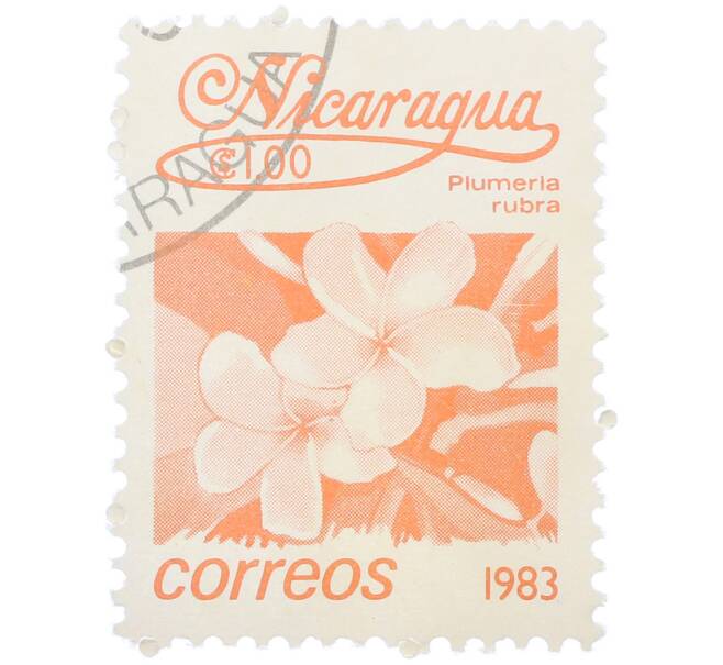 Почтовая марка 1 кордоба 1983 года Никарагуа «Плюмерия красная» (Артикул: T11-39369) — Фото №1