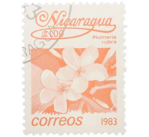 Почтовая марка 1 кордоба 1983 года Никарагуа «Плюмерия красная» — Фото №1