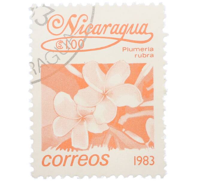 Почтовая марка 1 кордоба 1983 года Никарагуа «Плюмерия красная» (Артикул: T11-39370) — Фото №1