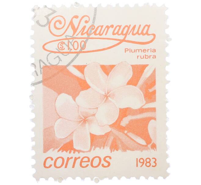 Почтовая марка 1 кордоба 1983 года Никарагуа «Плюмерия красная» (Артикул: T11-39371) — Фото №1