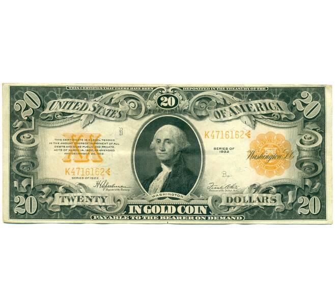 Банкнота 20 долларов 1922 года США (Артикул: K12-77798) — Фото №1
