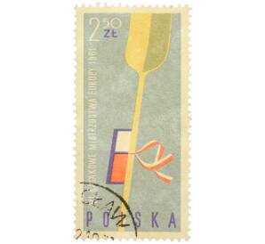 Почтовая марка 2.5 злотых 1961 года Польша «VI Чемпионат Европы по гребле на байдарках и каноэ» — Фото №1