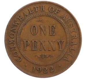 1 пенни 1922 года Австралия — Фото №1