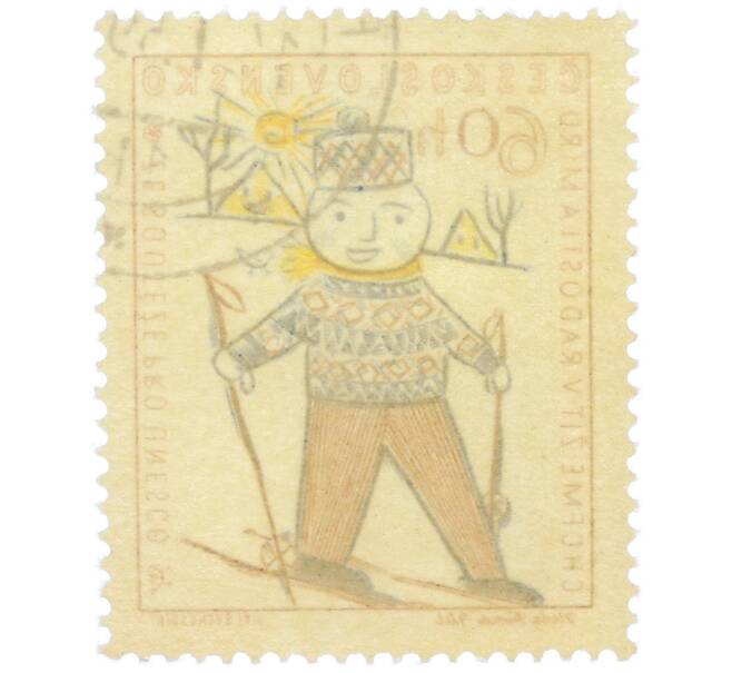 Почтовая марка 60 геллеров 1958 года Чехословакия «Конкурс детского творчества ЮНЕСКО» (Артикул: P2-1178) — Фото №2