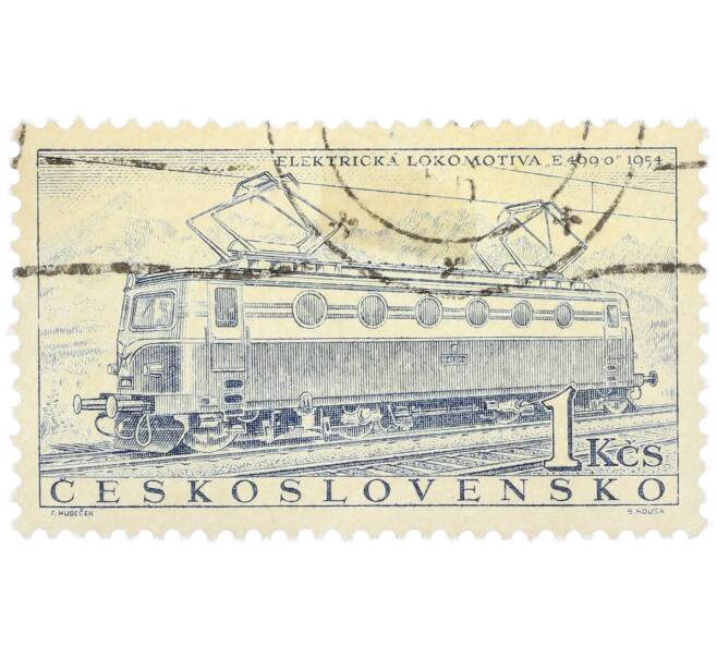 Почтовая марка 1 крона 1956 года Чехословакия «Европейская конференция по расписанию движения грузовых поездов — Электровоз типа E499.0» (Артикул: P2-1180) — Фото №1